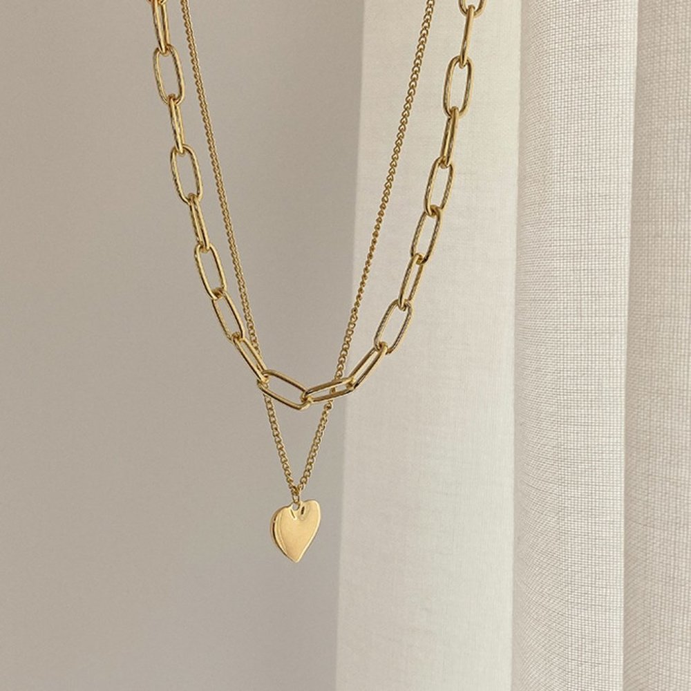 💕Last one Heart Layered Chain Necklace - Picture 8 of 11